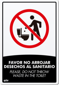 Avertissement pour ne pas jeter le papier dans les toilettes